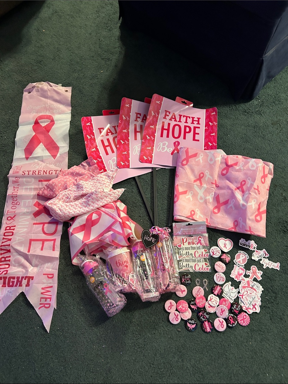 Pink Breast Cancer Awareness Party Kit - Faith Hope Be Strong Decorations
